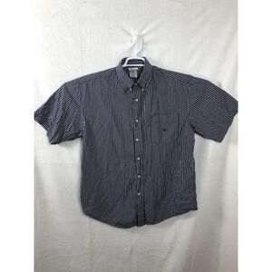 Disney Cruise Line Shirt Mens Large Blue White Check Cotton Short Sleeve Mickey